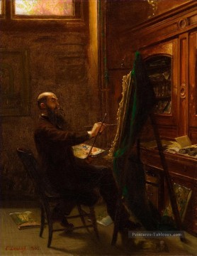 Worthington Whittredge dans son studio de la dixième rue Emanuel Leutze Peinture à l'huile